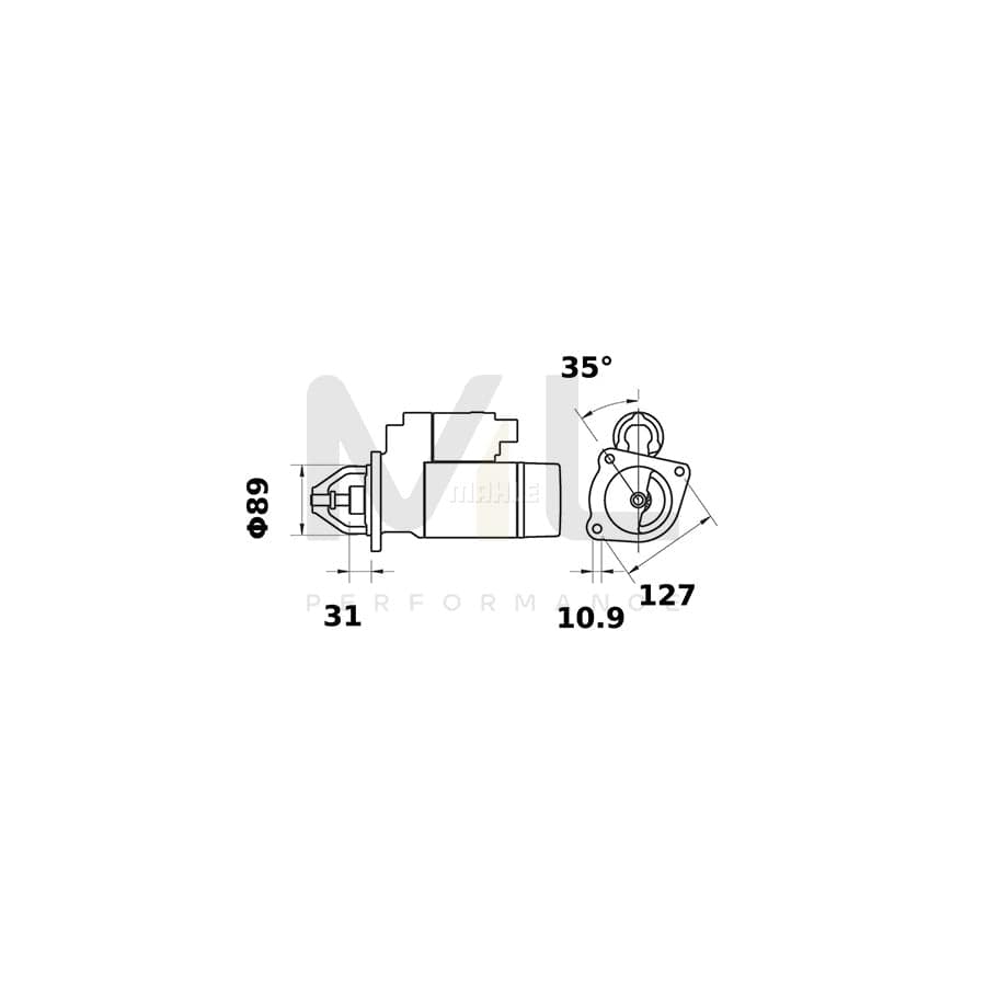 MAHLE ORIGINAL MS 406 Starter motor 12V 1,1kW, Teeth Quant.: 10 | ML Performance Car Parts