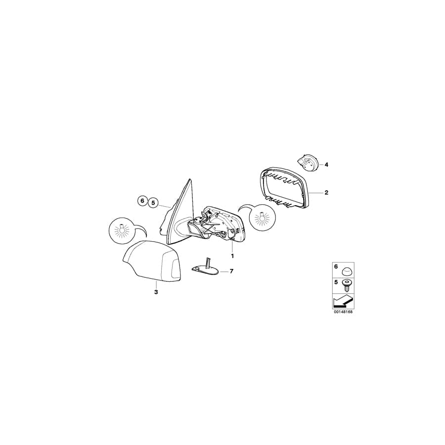 Genuine BMW 51167039907 E53 Exterior Mirror, No Lens, Heated, Left (Inc. X5 3.0d, X5 3.0i & X5 4.4i) | ML Performance UK Car Parts