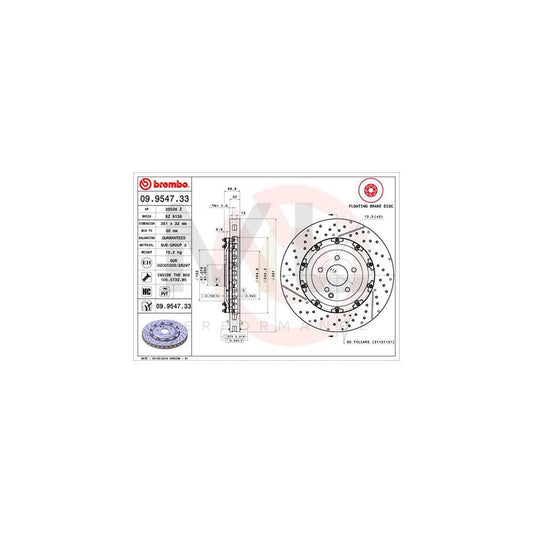 BREMBO TWO-PIECE FLOATING DISCS LINE 09.9547.33 Brake Disc Internally Vented, Slotted / Perforated, Two-piece brake disc, Coated, High-carbon, with bolts/screws | ML Performance Car Parts