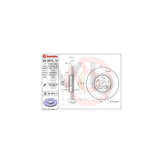 BREMBO 09.B270.11 Brake Disc for HONDA ACCORD Internally Vented, Coated, with bolts/screws | ML Performance Car Parts
