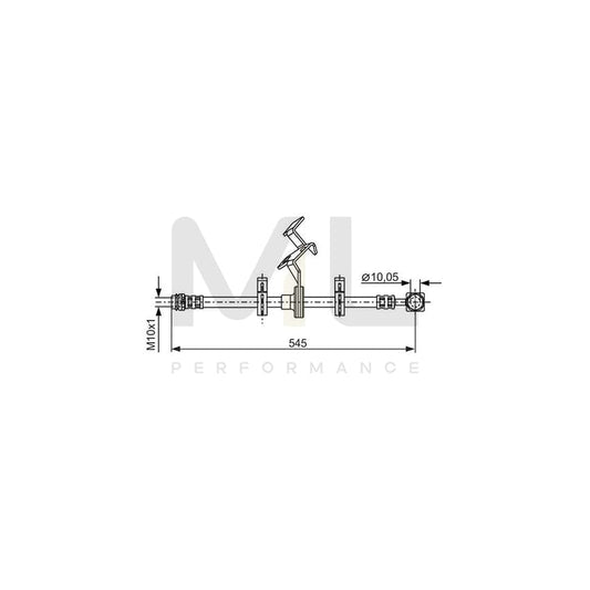 BOSCH 1 987 481 077 Brake Hose suitable for MERCEDES-BENZ ML-Class (W163) 530mm, M10x1 | ML Performance Car Parts
