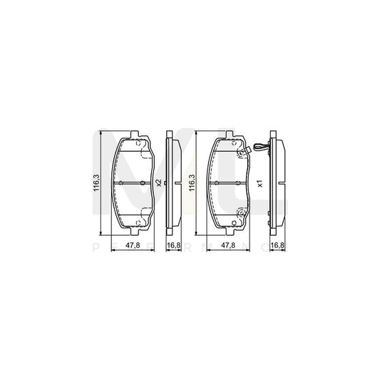 Bosch 0986495377 Brake Pad Set With Acoustic Wear Warning, With Anti-Squeak Plate BP1727 | ML Performance Car Parts