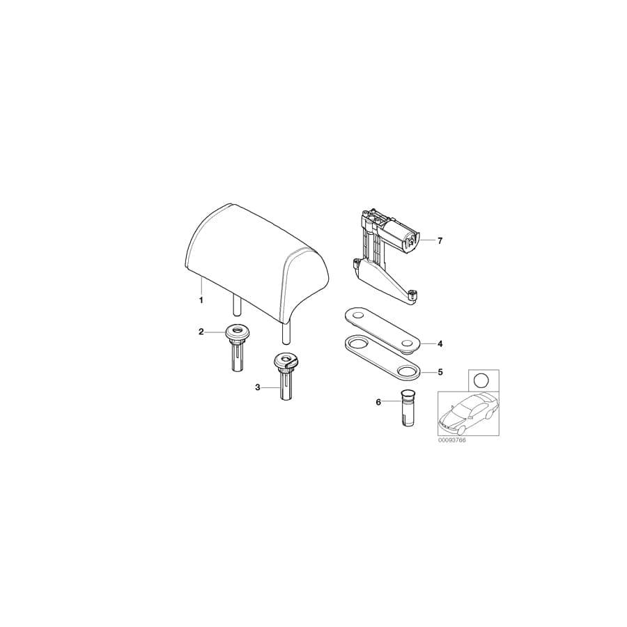 Genuine BMW 52207146294 E66 E67 E65 Headrest Basis, Leather U6GN STEINGRÜN (Inc. 750i, 735i & 740Li) | ML Performance UK Car Parts