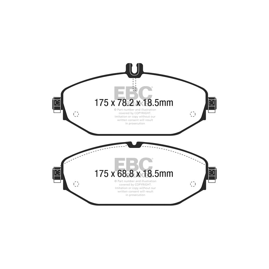 EBC PD03KF1638 Mercedes-Benz W/S/C/A205 W/S213 A/C238 Yellowstuff Front Brake Pad & Plain Disc Kit - ATE/TRW Caliper 2 | ML Performance UK Car Parts