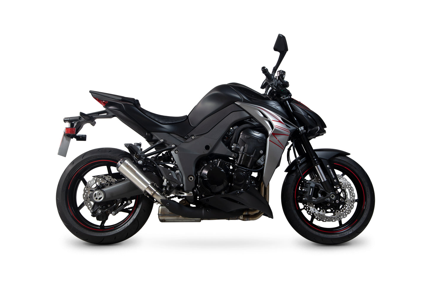 Scorpion PKA131SEO Kawasaki Z1000 Red Power Slip-On (Pair) - Brushed Stainless Steel Sleeve | ML Performance UK UK