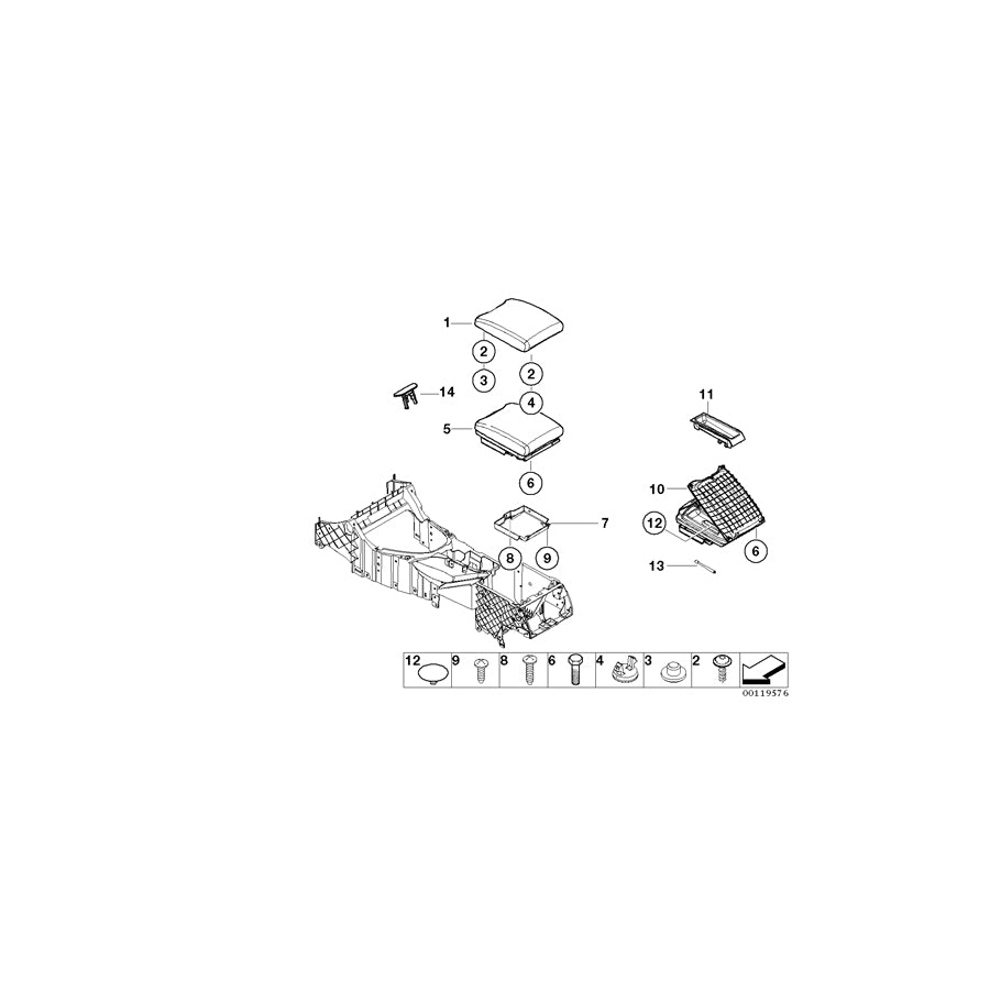 Genuine BMW 51168263747 E53 Center Armrest Cover (Inc. X5 4.4i, X5 3.0d & X5 3.0i) | ML Performance UK