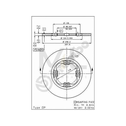 BREMBO 08.2162.10 Brake Disc for ALFA ROMEO ALFASUD Solid | ML Performance Car Parts