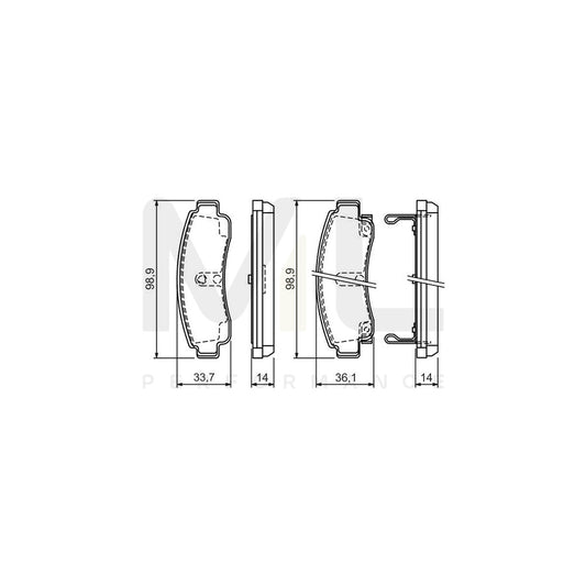 Bosch 0986424299 Brake Pad Set With Acoustic Wear Warning, With Anti-Squeak Plate, With Mounting Manual BP146 | ML Performance Car Parts