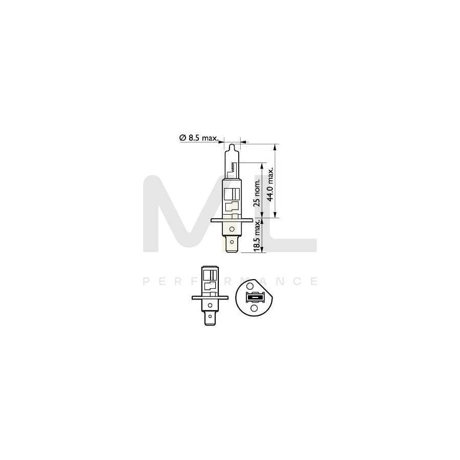 PHILIPS 12258XVPB1 Bulb, spotlight H1 12V 55W P14,5s Halogen | ML Performance Car Parts