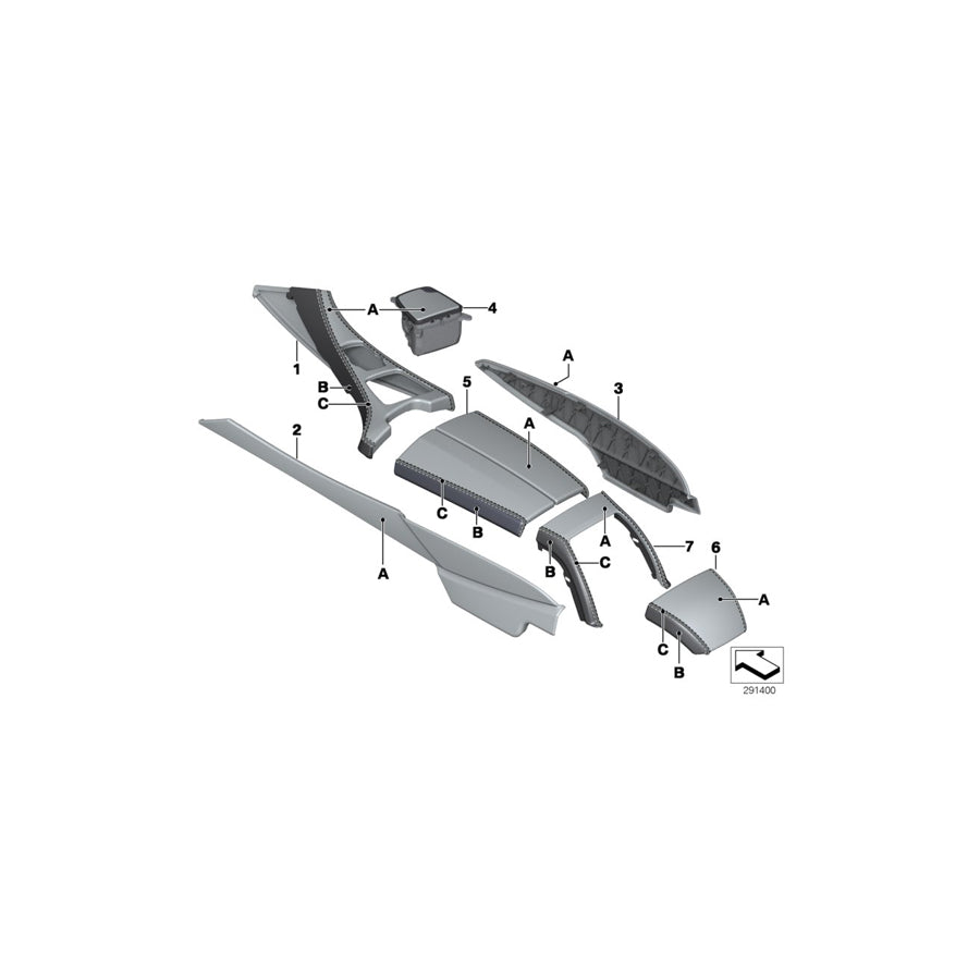 Genuine BMW 51168032958 Cover, Center Console, Leather, Rear INDIVIDUAL (Inc. 640iX, 650iX 4.4 & 650iX 4.0) | ML Performance UK