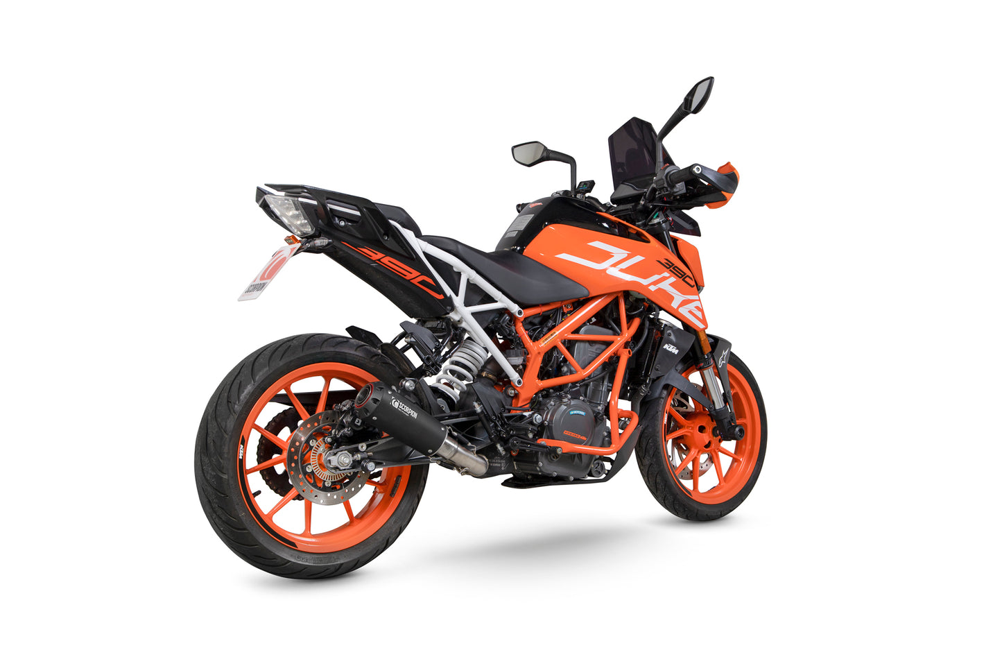 Scorpion PKT83BCER KTM Duke 390 Red Power Slip-On - Black Ceramic Coated Sleeve | ML Performance UK UK