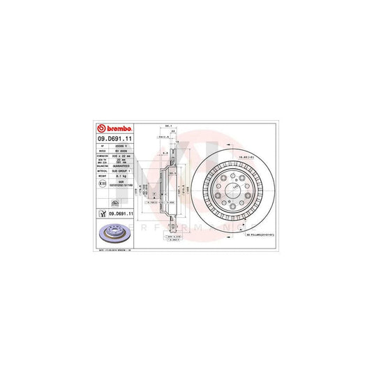 BREMBO 09.D691.11 Brake Disc Internally Vented, Coated | ML Performance Car Parts