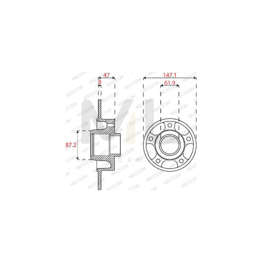 FERODO DDF2820C-1 Brake Disc for RENAULT MEGANE Solid, with ABS sensor ring, with wheel bearing set | ML Performance Car Parts