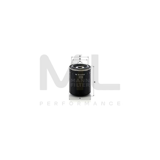 MANN-FILTER W 932/81 Oil Filter Spin-on Filter, with one anti-return valve | ML Performance Car Parts