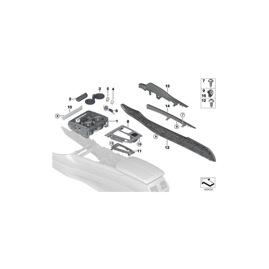 Genuine BMW 51169251971 F15 Trim Cover, Center Console, Left OXIDSILBER (Inc. X5 30dX, X5 35iX & X5 50iX) | ML Performance UK