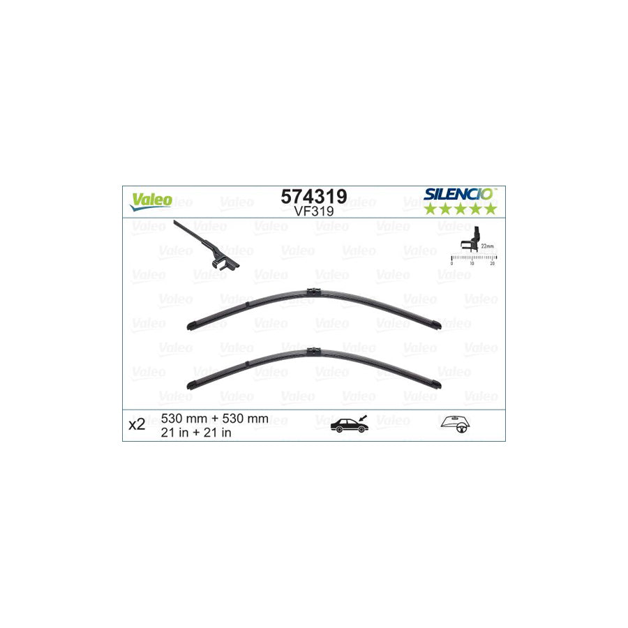 Valeo Silencio Flat Blade Set, Silencio X.Trm 574319 Wiper Blade | ML Performance UK Car Parts