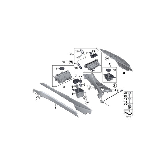 Genuine BMW 51169241732 Trim Cover, Center Console, Right ZIMTBRAUN (Inc. 650iX, 640d & Alpina B6) | ML Performance UK