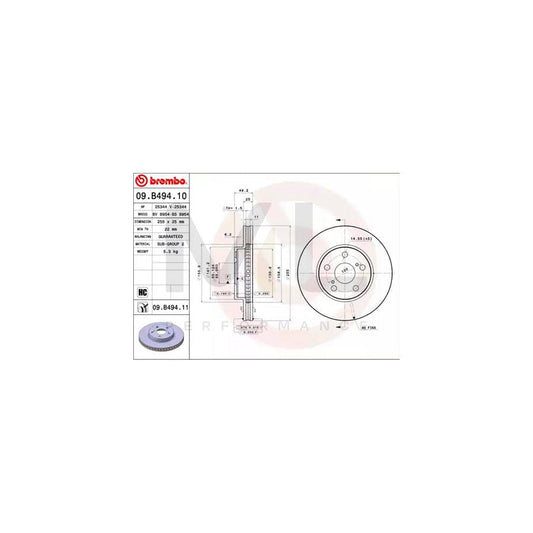 BREMBO COATED DISC LINE 09.B494.11 Brake Disc Internally Vented, Coated, High-carbon | ML Performance Car Parts