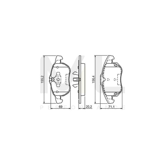 Bosch 0986494073 Brake Pad Set For Fiat Croma With Anti-Squeak Plate, With Piston Clip BP983 | ML Performance Car Parts