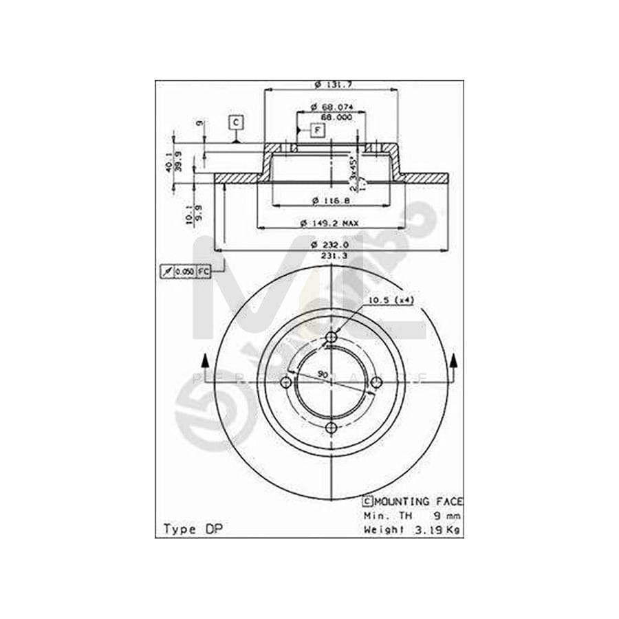BREMBO 08.2268.20 Brake Disc Solid | ML Performance Car Parts