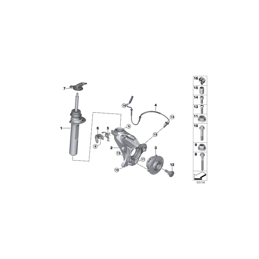 Genuine BMW 37106886489 F44 Spring Strut Front Left Vdc (Inc. 220d & 228iX) | ML Performance UK Car Parts