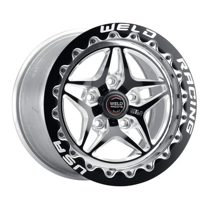 Weld 81MB510W65F S81 Beadlock Wheel 15x10 5x115 ET25 BS6.5 Black Center - Polished Shell