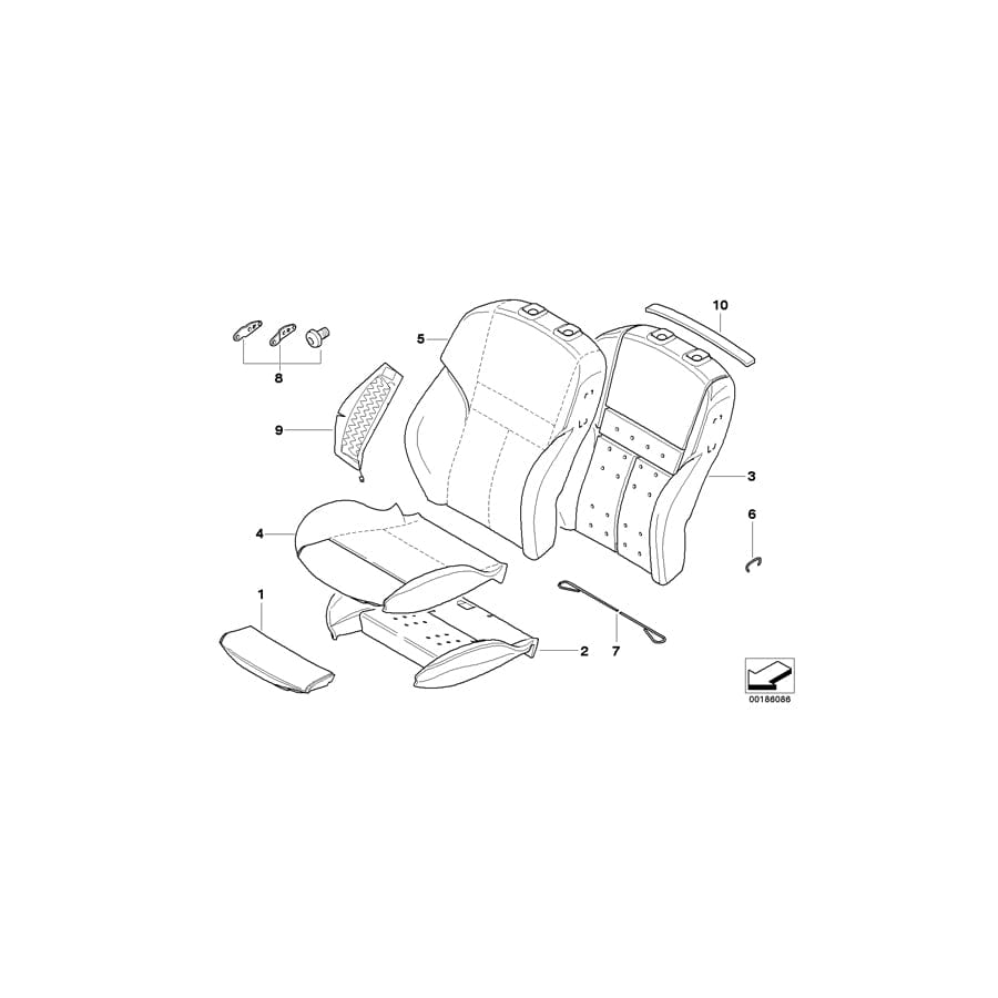 Genuine BMW 52108042185 E64 Leather Cover Sport Backrest Left SILVERSTONE (Inc.  & M6) | ML Performance UK Car Parts