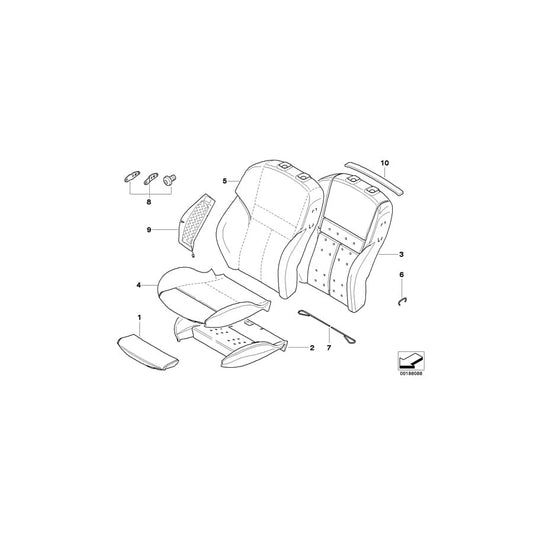 Genuine BMW 52108042185 E64 Leather Cover Sport Backrest Left SILVERSTONE (Inc.  & M6) | ML Performance UK Car Parts