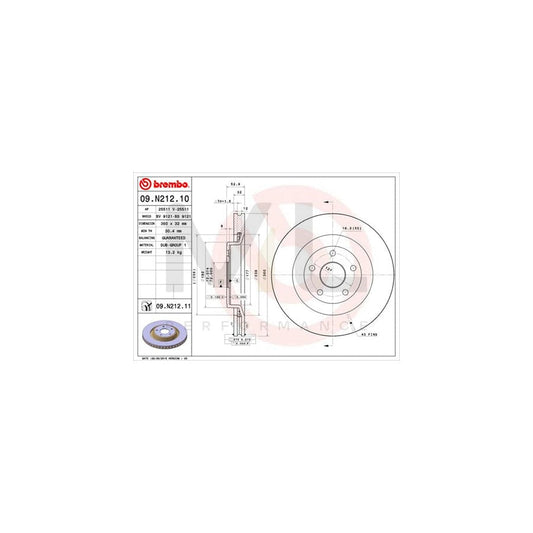 BREMBO 09.N212.10 Brake Disc for JEEP Grand Cherokee III (WH, WK) Internally Vented | ML Performance Car Parts