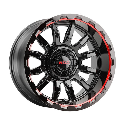 Weld W13800082475 Gauntlet W138 Wheel 20x10 8x165.1 ET-18 BS4.75 Gloss Black MIL RED