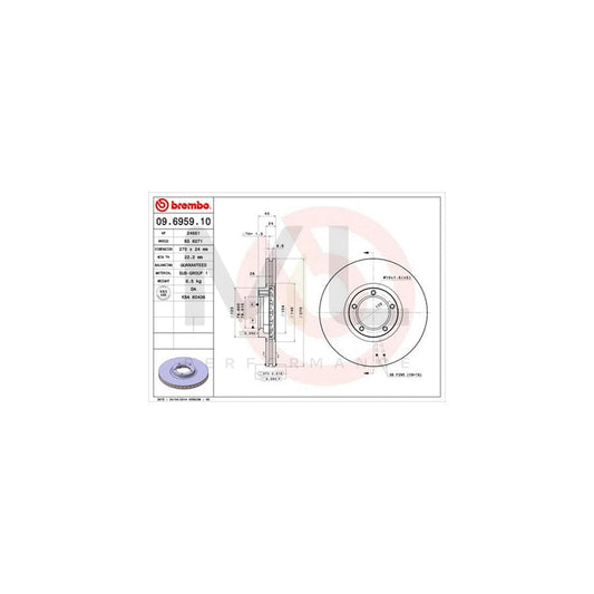 BREMBO 09.6959.10 Brake Disc for FORD TRANSIT Internally Vented | ML Performance Car Parts