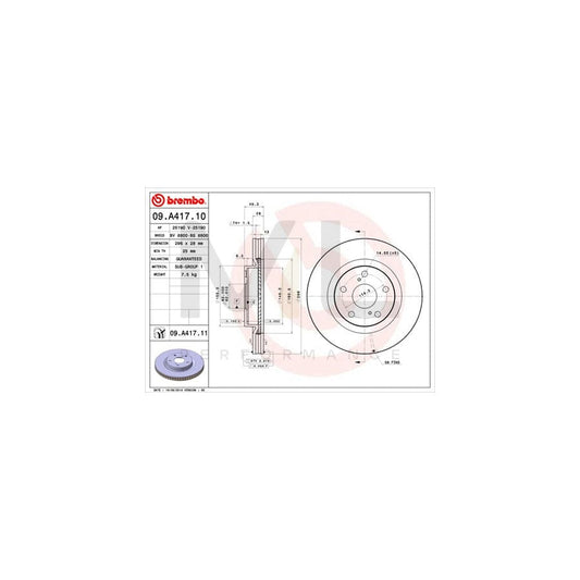 BREMBO 09.A417.10 Brake Disc Internally Vented | ML Performance Car Parts
