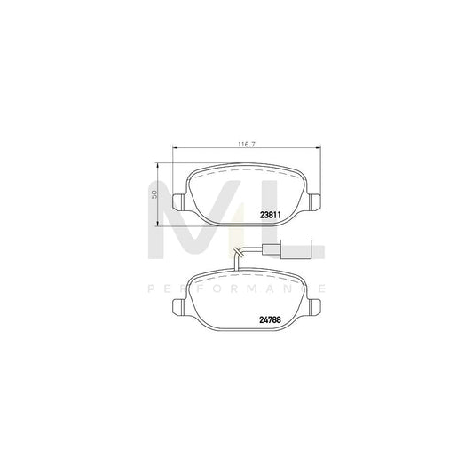 Hella 8DB 355 015-571 Brake Pad Set For Alfa Romeo Giulietta With Integrated Wear Warning Contact, With Brake Caliper Screws, With Accessories | ML Performance Car Parts
