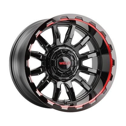 Weld W13800017475 Gauntlet W138 Wheel 20x10 8x170 ET-18 BS4.75 Gloss Black MIL RED