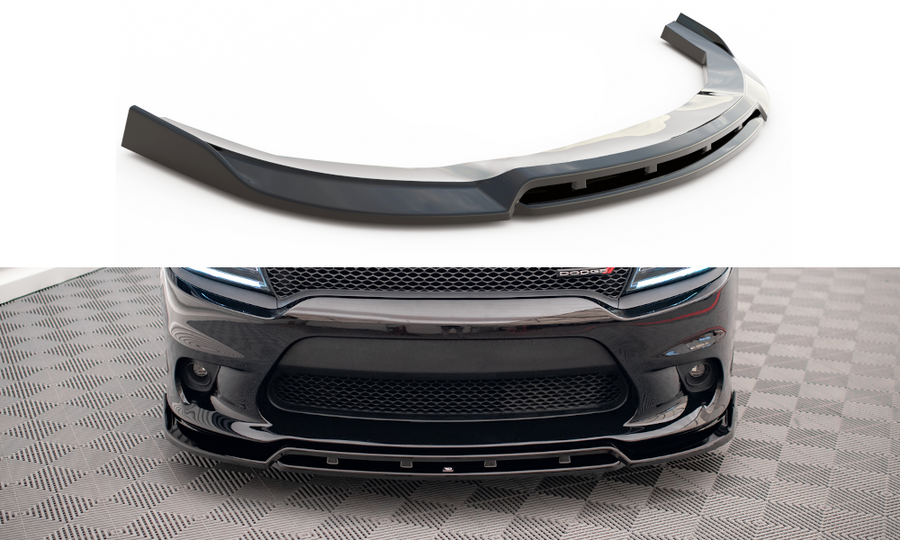 Maxton Design DO-CH-2-SRT-FD1T+FD1RT Front Splitter V.1 Dodge Charger SRT MK7 Facelift | ML Performance UK Car Parts
