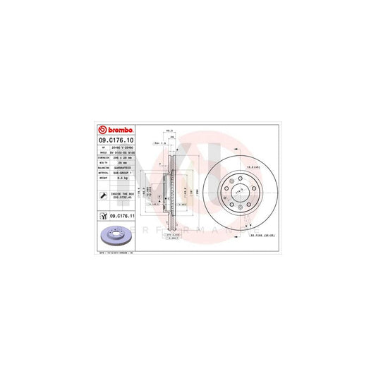 BREMBO COATED DISC LINE 09.C176.11 Brake Disc for MAZDA CX-7 (ER) Internally Vented, Coated, with bolts/screws | ML Performance Car Parts