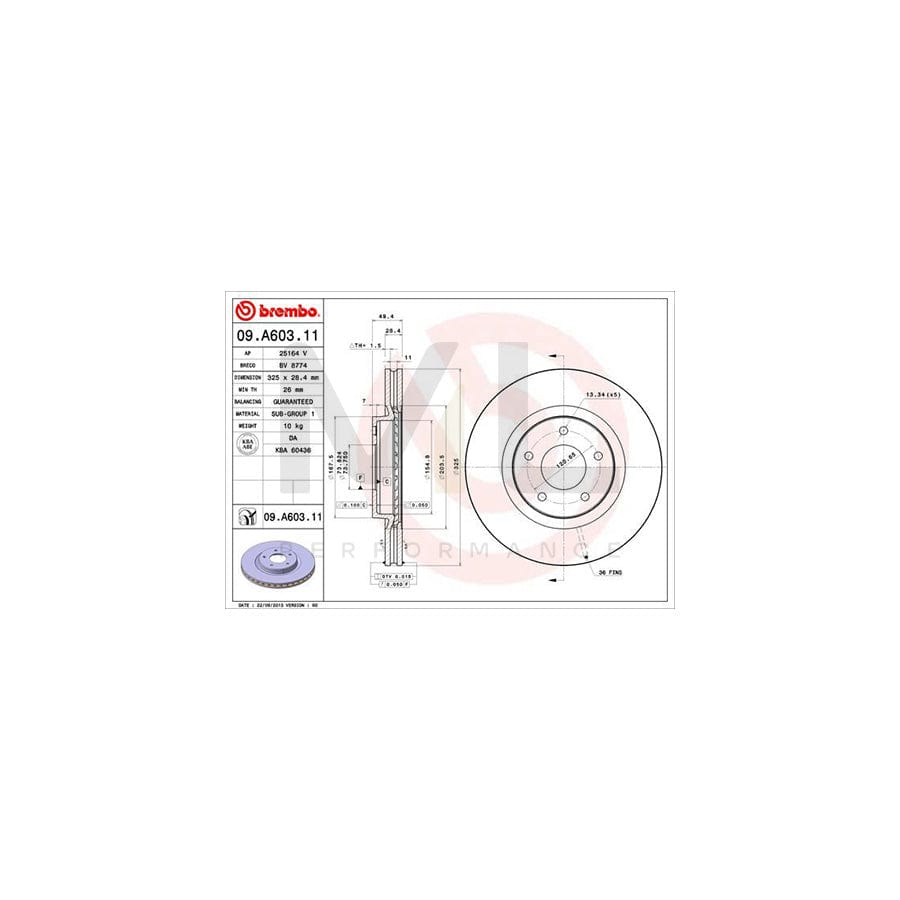 BREMBO COATED DISC LINE 09.A603.11 Brake Disc Internally Vented, Coated | ML Performance Car Parts