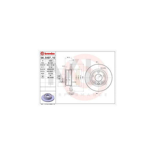 BREMBO 08.5497.10 Brake Disc for VW TRANSPORTER Solid | ML Performance Car Parts