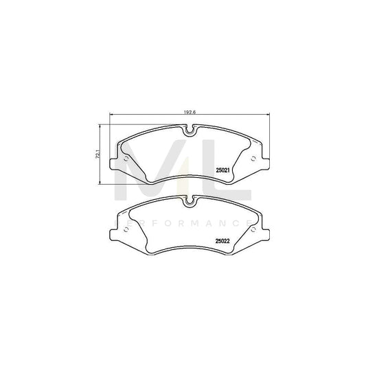 Brembo P 44 024 Brake Pad Set Directional Brake Pads, Prepared For Wear Indicator | ML Performance Car Parts