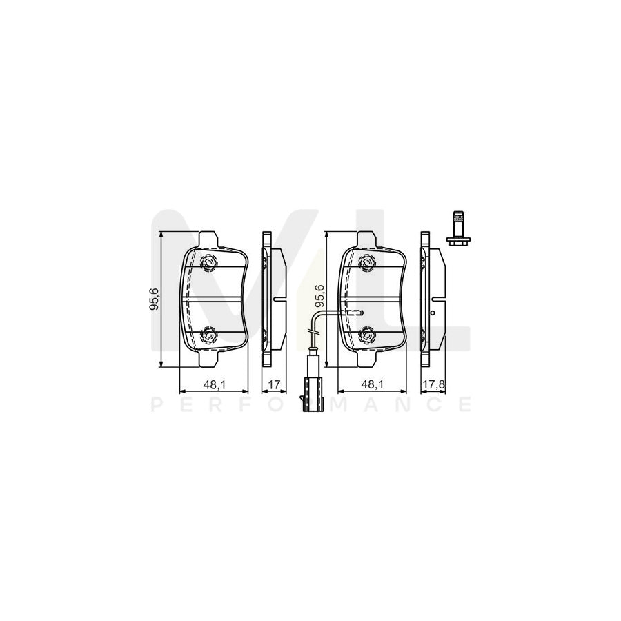 Bosch 0986Tb3180 Brake Pad Set Incl. Wear Warning Contact, With Integrated Wear Sensor, With Bolts  | ML Performance Car Parts