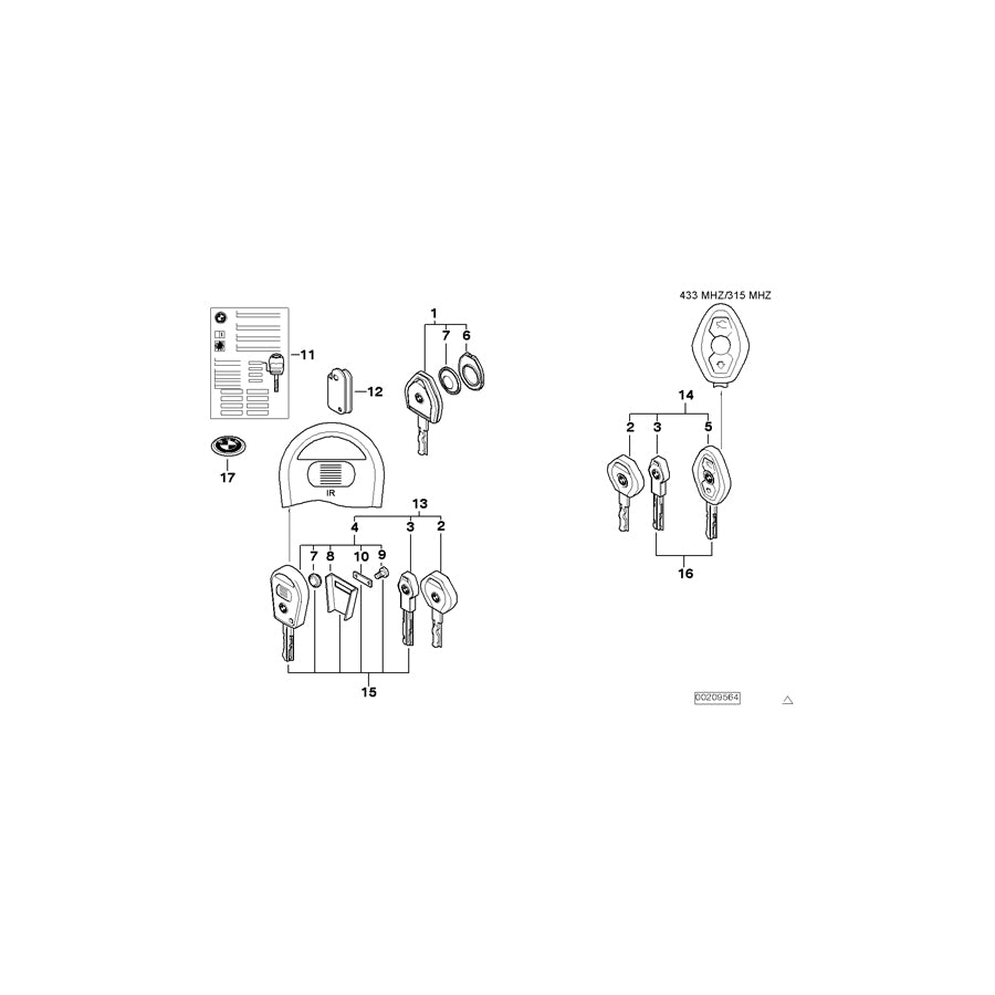 Genuine BMW 51210303363 E83 E53 E46 Set Of Keys With Ews Control Unit 315 MHZ (Inc. 320td, X5 3.0i & 325xi) | ML Performance UK