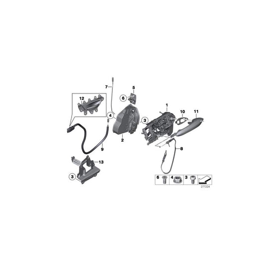 Genuine BMW 51217197802 Bowden Cable, Door Opener, Front (Inc. 528i, 535iX & 535dX) | ML Performance UK