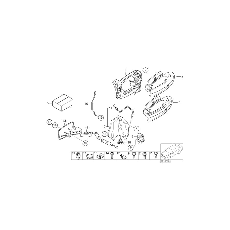 Genuine BMW 51217191893 E65 E66 E67 Outer Door Opener, Primed, Left (Inc. 735Li, 760LiS & 730Li) | ML Performance UK