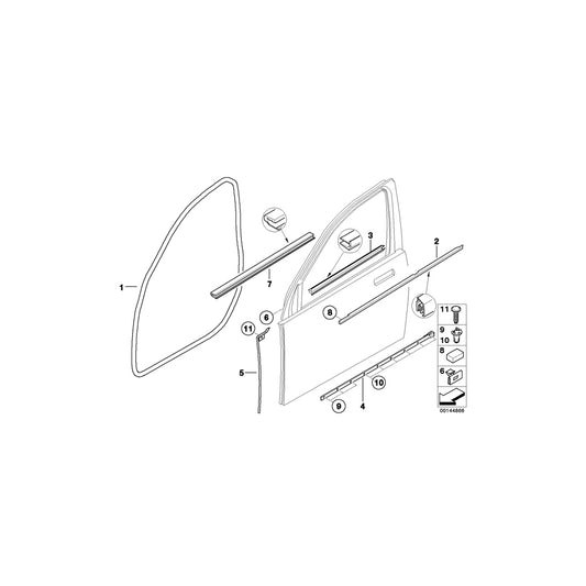 Genuine BMW 51218022205 E65 E66 E67 Outer Weatherstrip, Left GLANZSCHWARZ (Inc. 745LiS, 745d & 745i) | ML Performance UK
