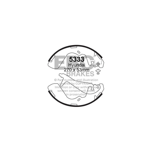 EBC 5333 Hyundai Rear Brake Shoes (Inc. H1 & Starex) 1 | ML Performance UK Car Parts