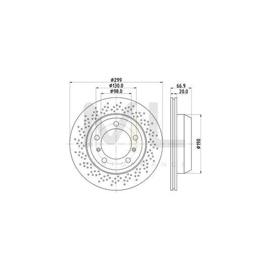 HELLA PRO 8DD 355 120-221 Brake Disc Internally Vented, Perforated, Coated, without wheel hub, without wheel studs | ML Performance Car Parts