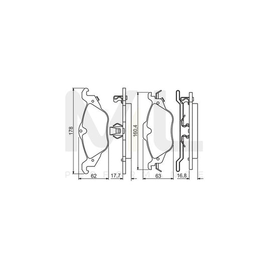 Bosch 0986495223 Brake Pad Set With Acoustic Wear Warning, With Piston Clip BP1521 | ML Performance Car Parts