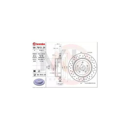 BREMBO XTRA LINE 09.7813.2X Brake Disc for SUBARU IMPREZA Perforated / Vented, Coated, High-carbon | ML Performance Car Parts