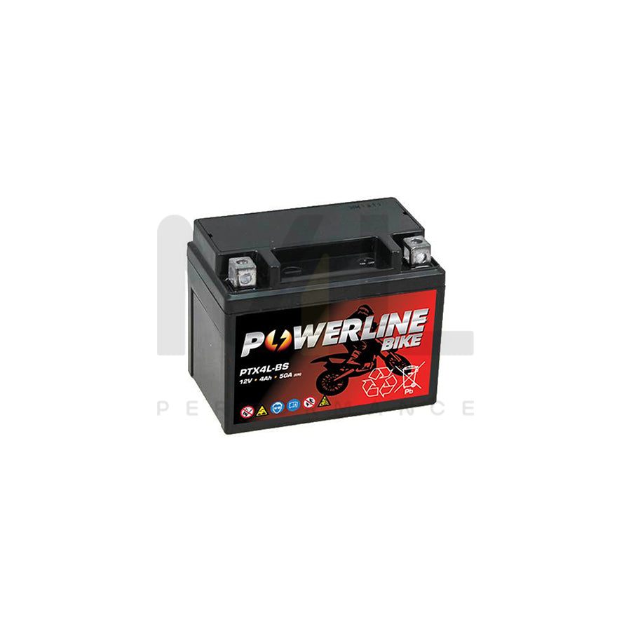 PTX4L-BS Powerline Motorcycle Battery 12V 4Ah | Car Batteries UK | ML Performance Car Parts