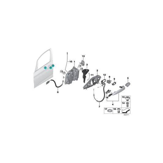 Genuine BMW 51218492787 F39 Bowden Cable, Door Opener, Front (Inc. X2 18d, X2 28iX & X2 25dX) | ML Performance UK